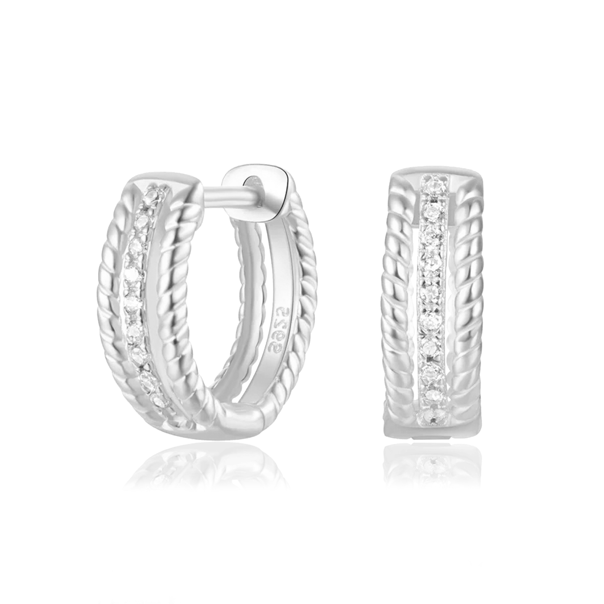 Aros Shiny Doble Curly Plata