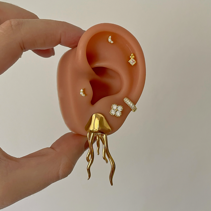 Pendientes Mini Cloris Blanco Oro