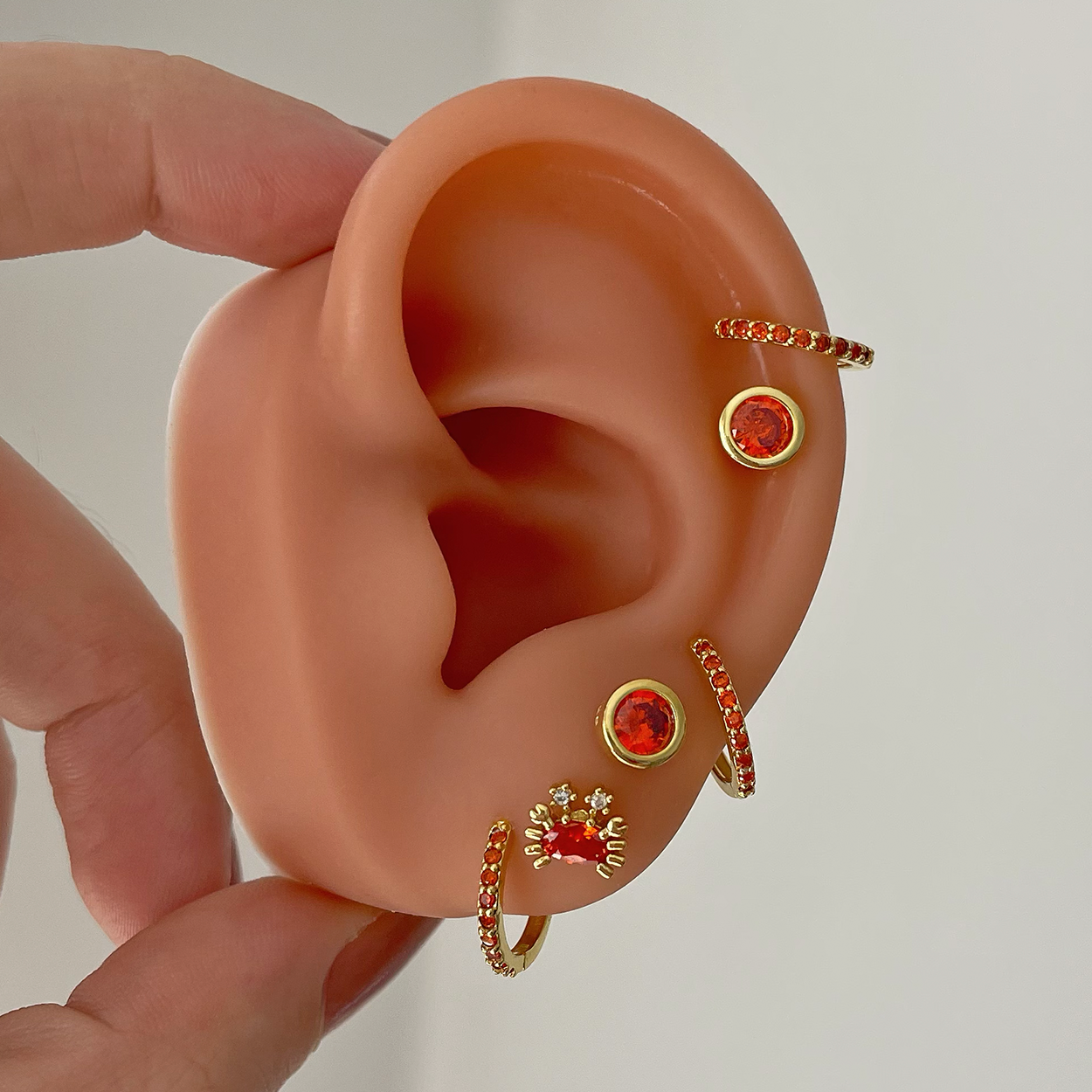 Pendientes Dots Naranja Oro