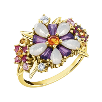 Anillo Flores de Colores Oro