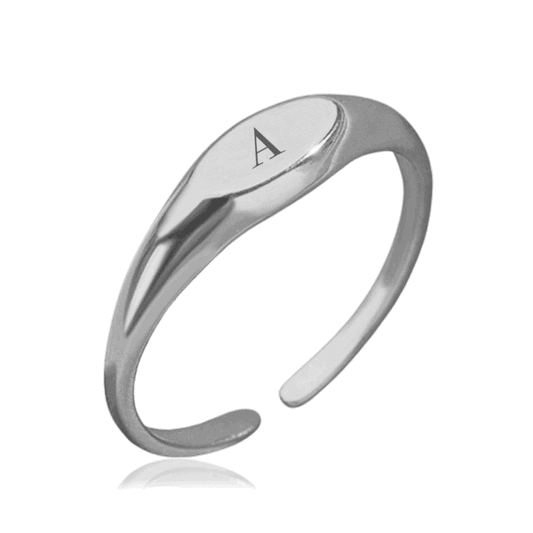 Anillo Mini Ovalado Personalizado Plata