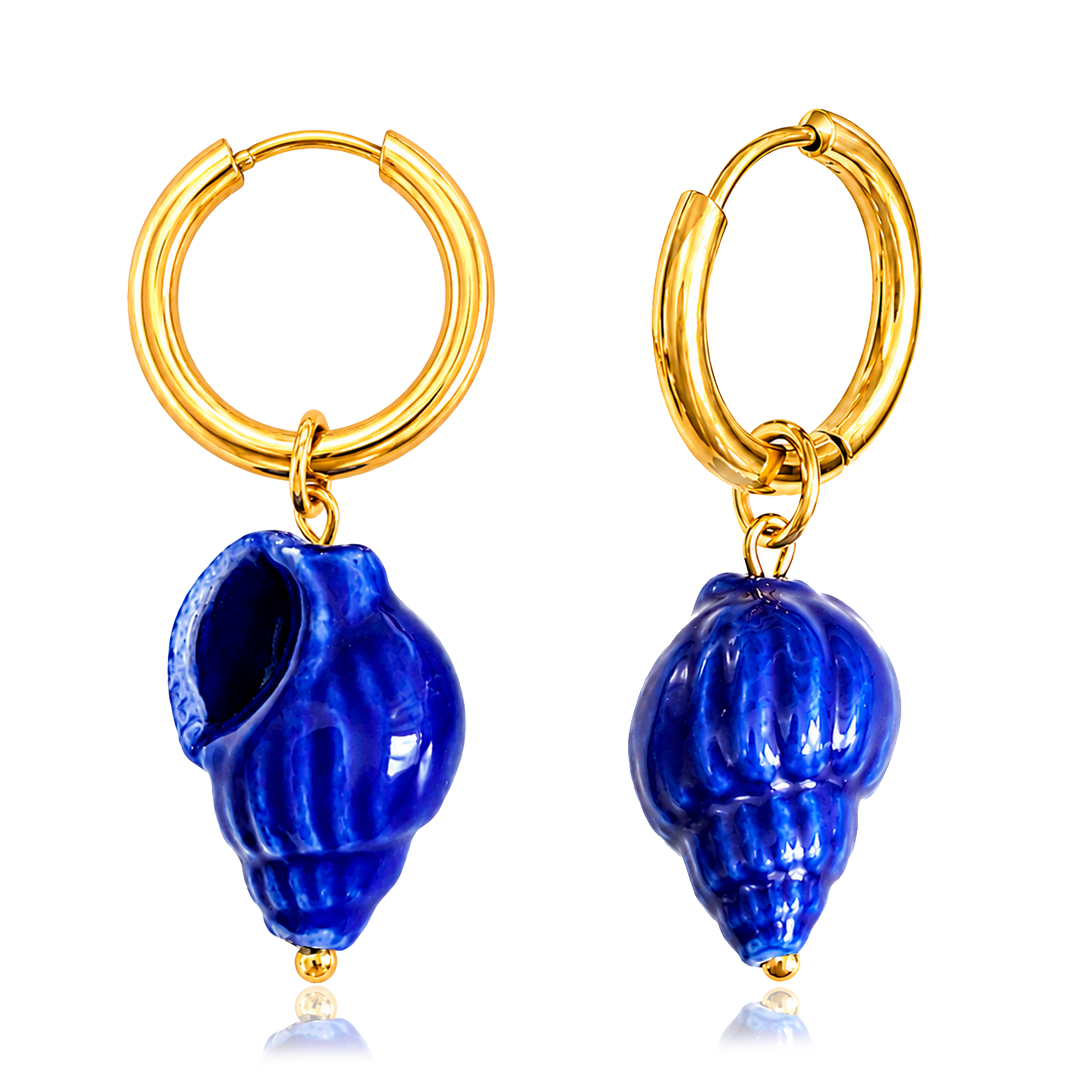 Aros Medium Basic Caracola Azul Oro
