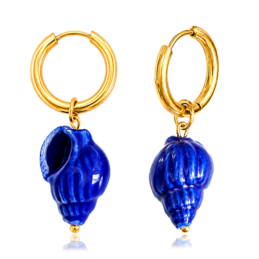 Orecchini Medi Basic Conchiglia Blu Oro