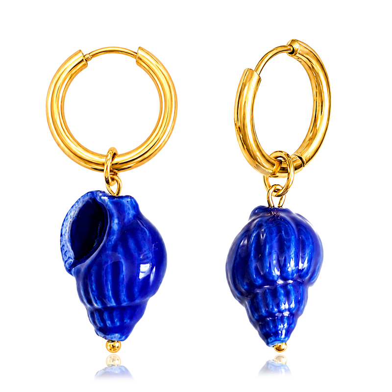 Aros Medium Basic Caracola Azul Oro