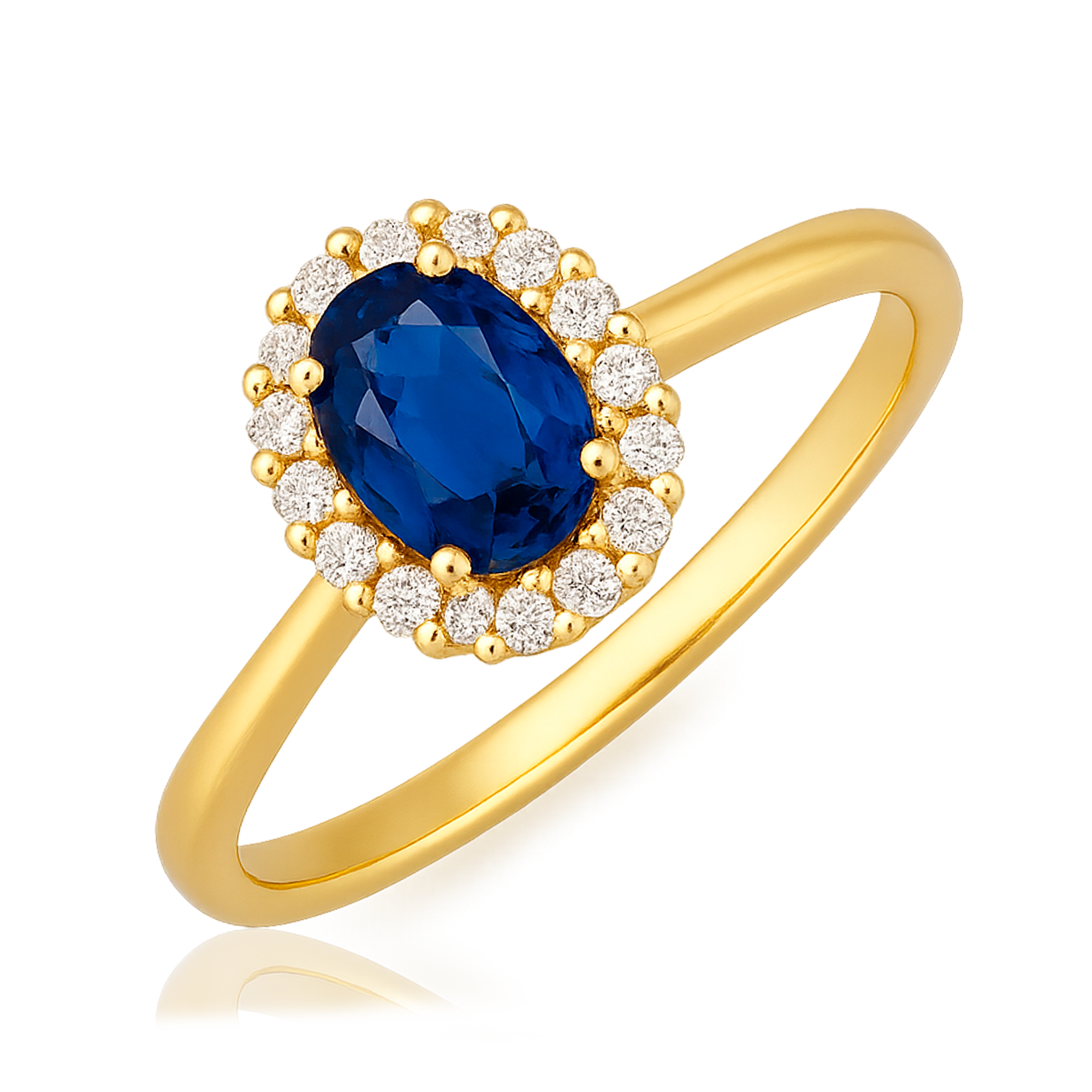 Anillo Oval Blue Oro