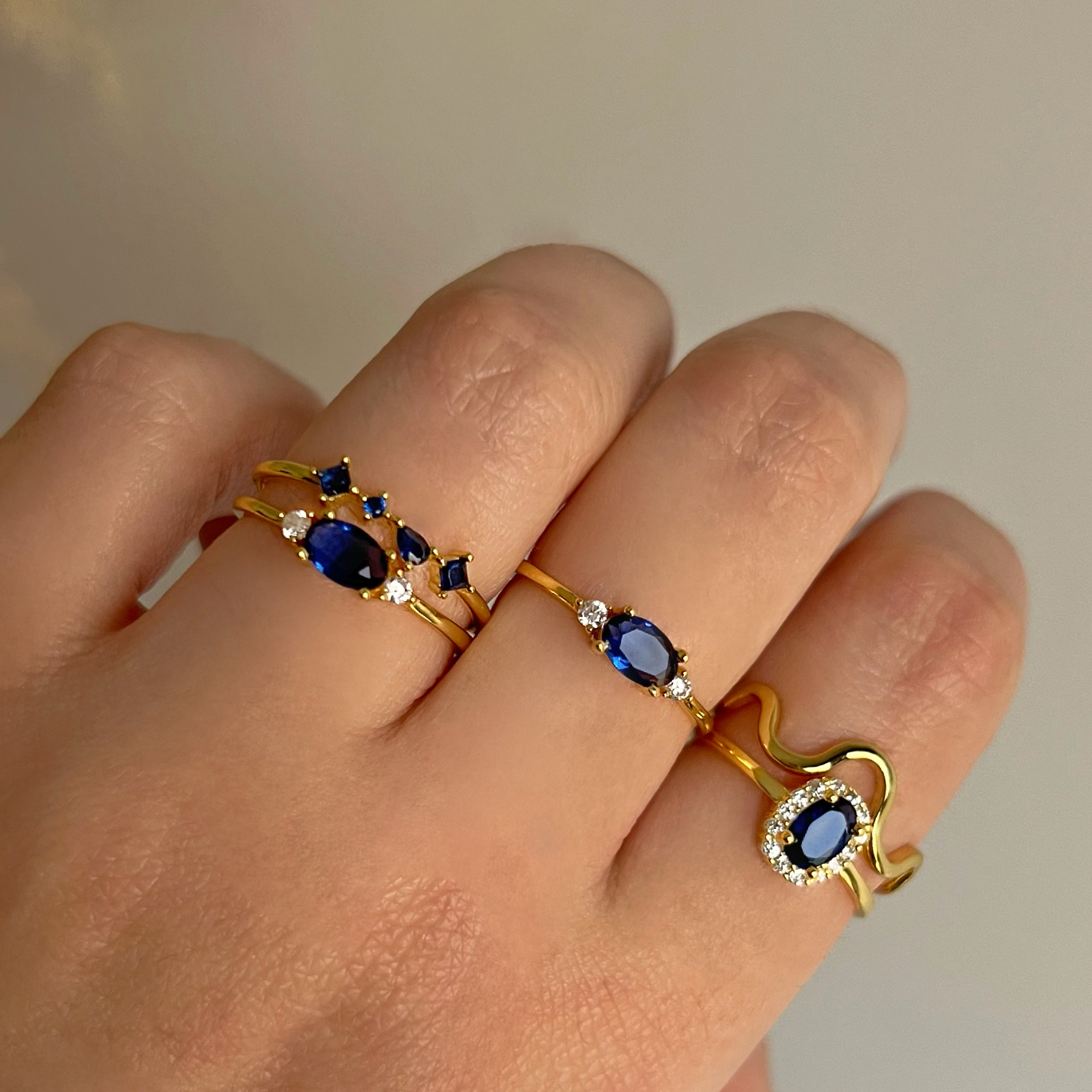 Anillo Oval Blue Oro