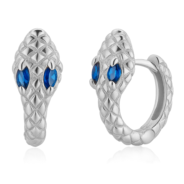 Orecchini a cerchio Cobra Blu Argento