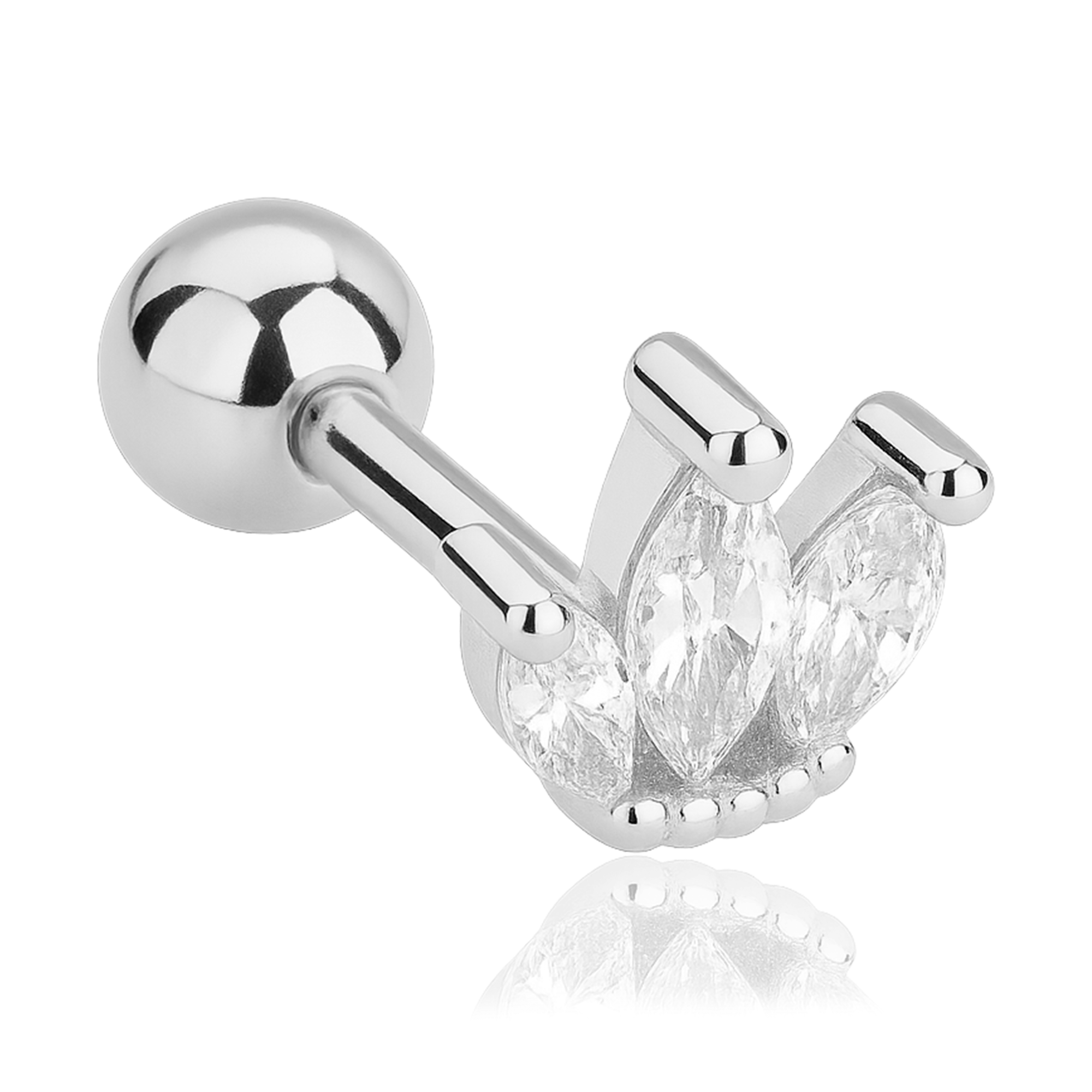 Pendiente Tulipán Blanco Plata