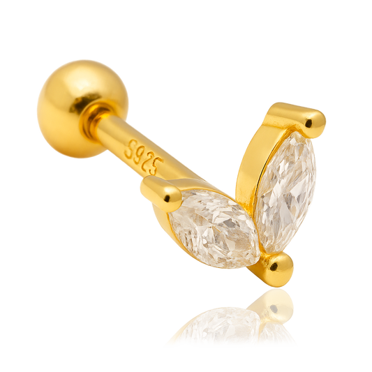 Pendiente Blossom Blanco Oro