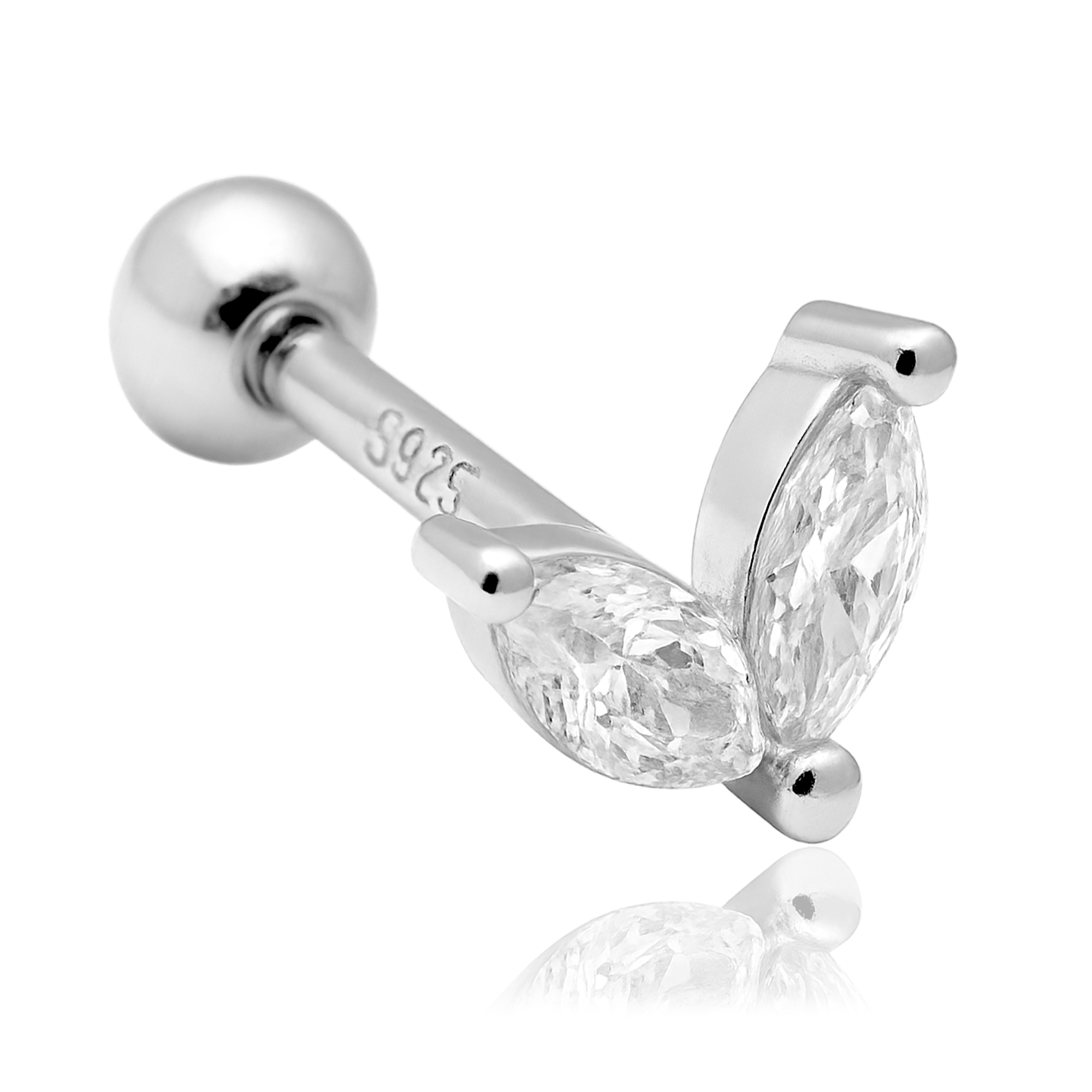 Pendiente Blossom Blanco Plata