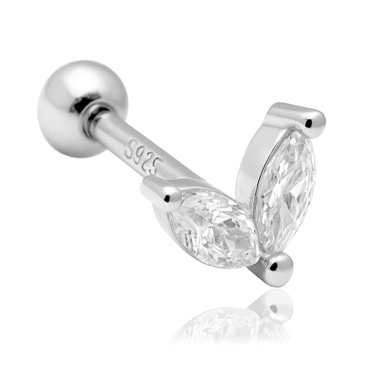 Pendiente Blossom Blanco Plata