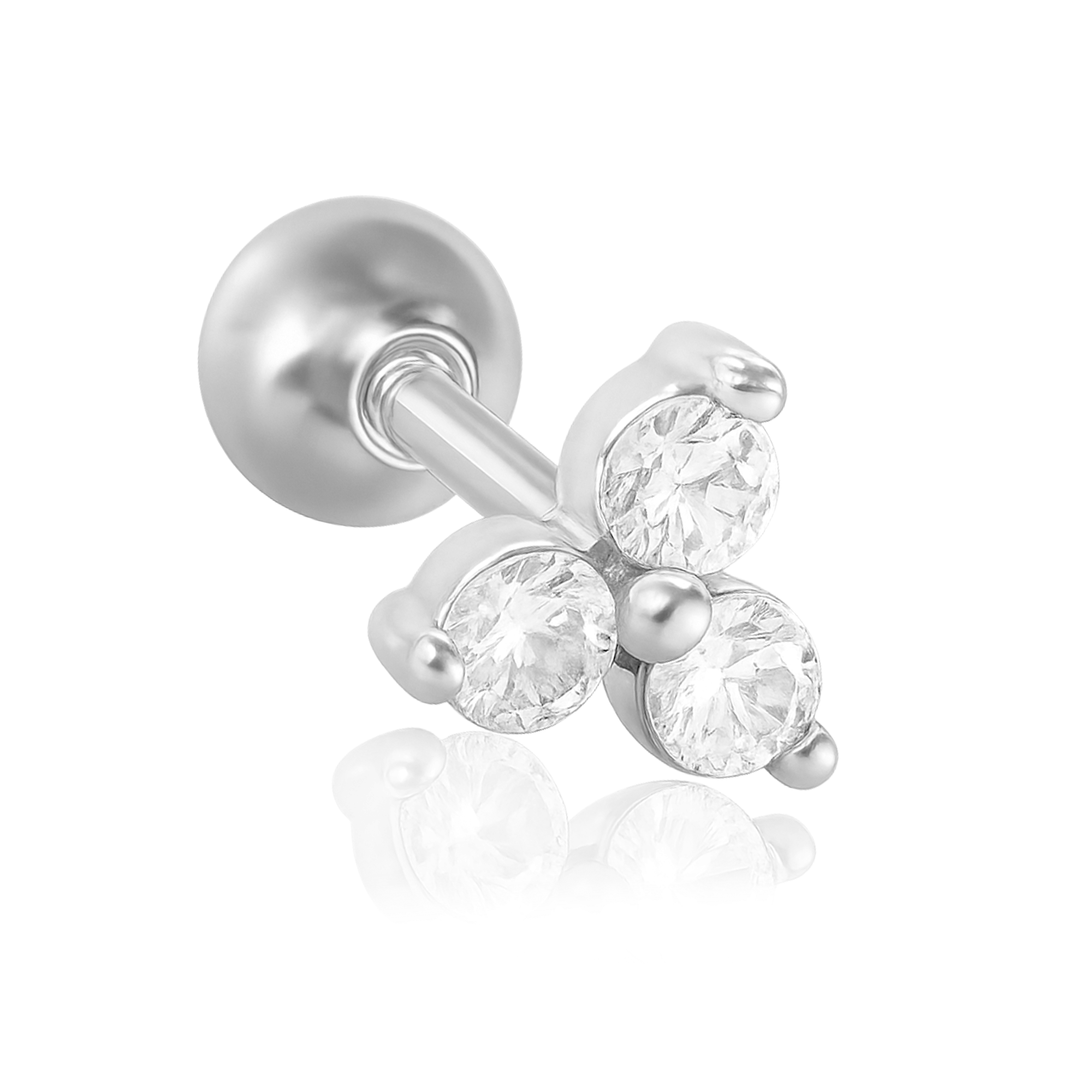 Pendiente Trébol Blanco Plata