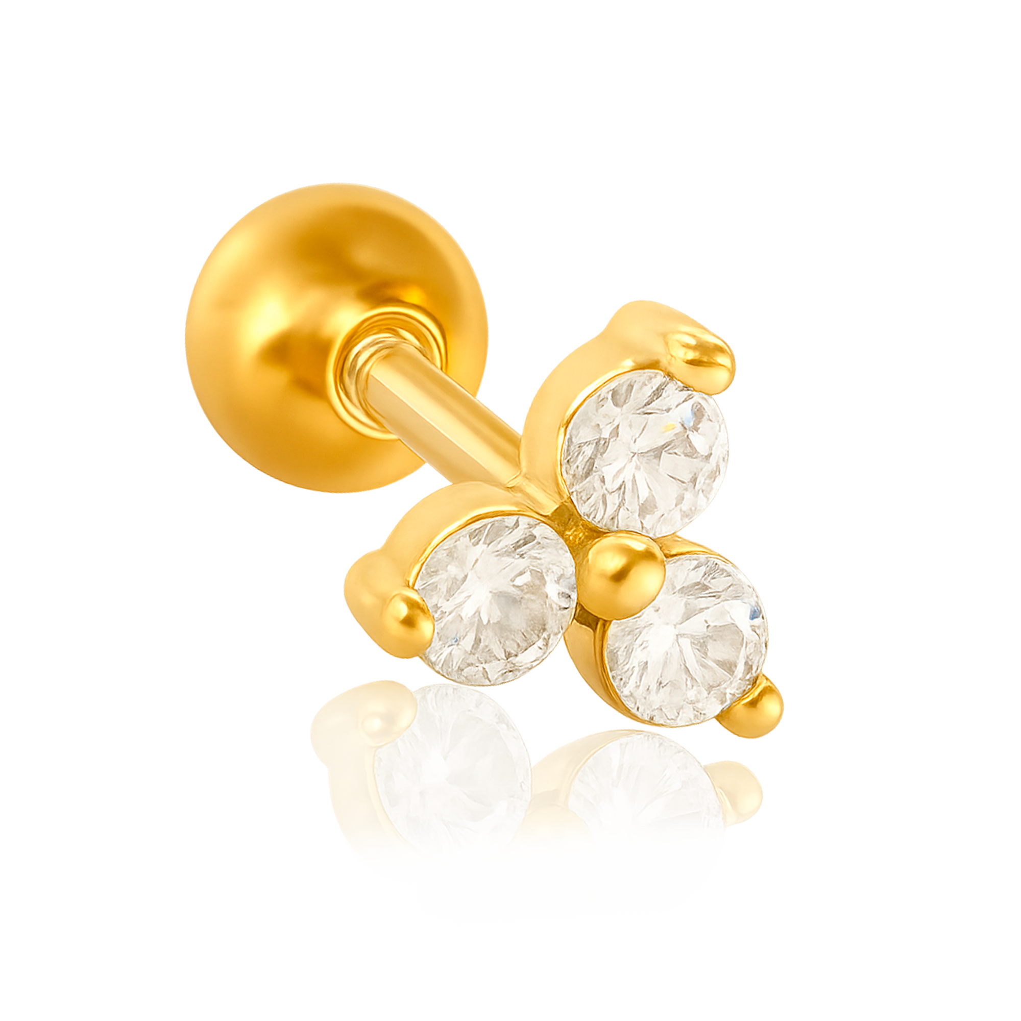 Pendiente Trébol Blanco Oro