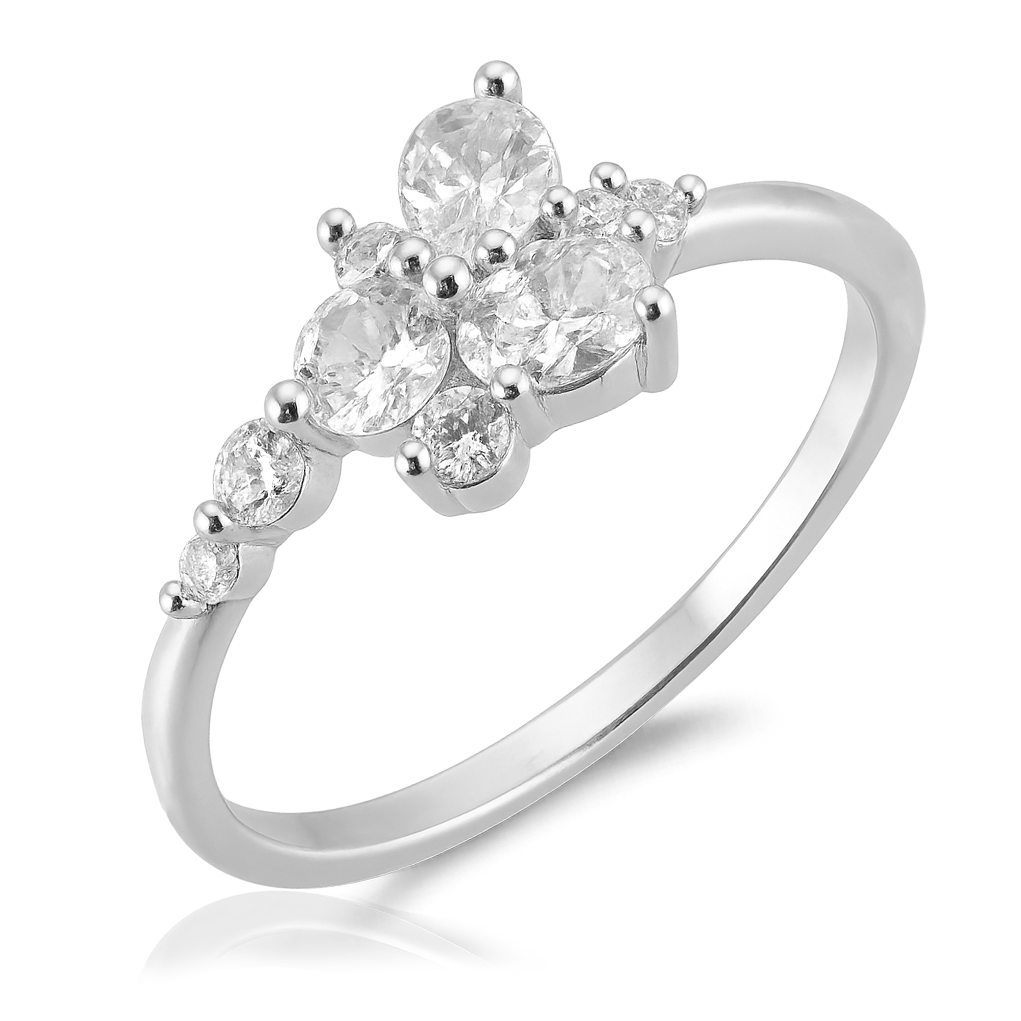 Anillo Dalia White Plata