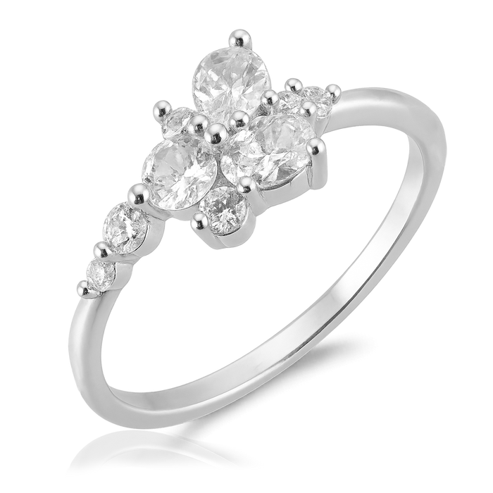 Dalia White Silver Ring
