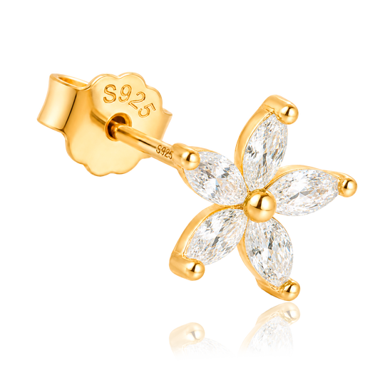 Orecchino Fiore Bianco Oro