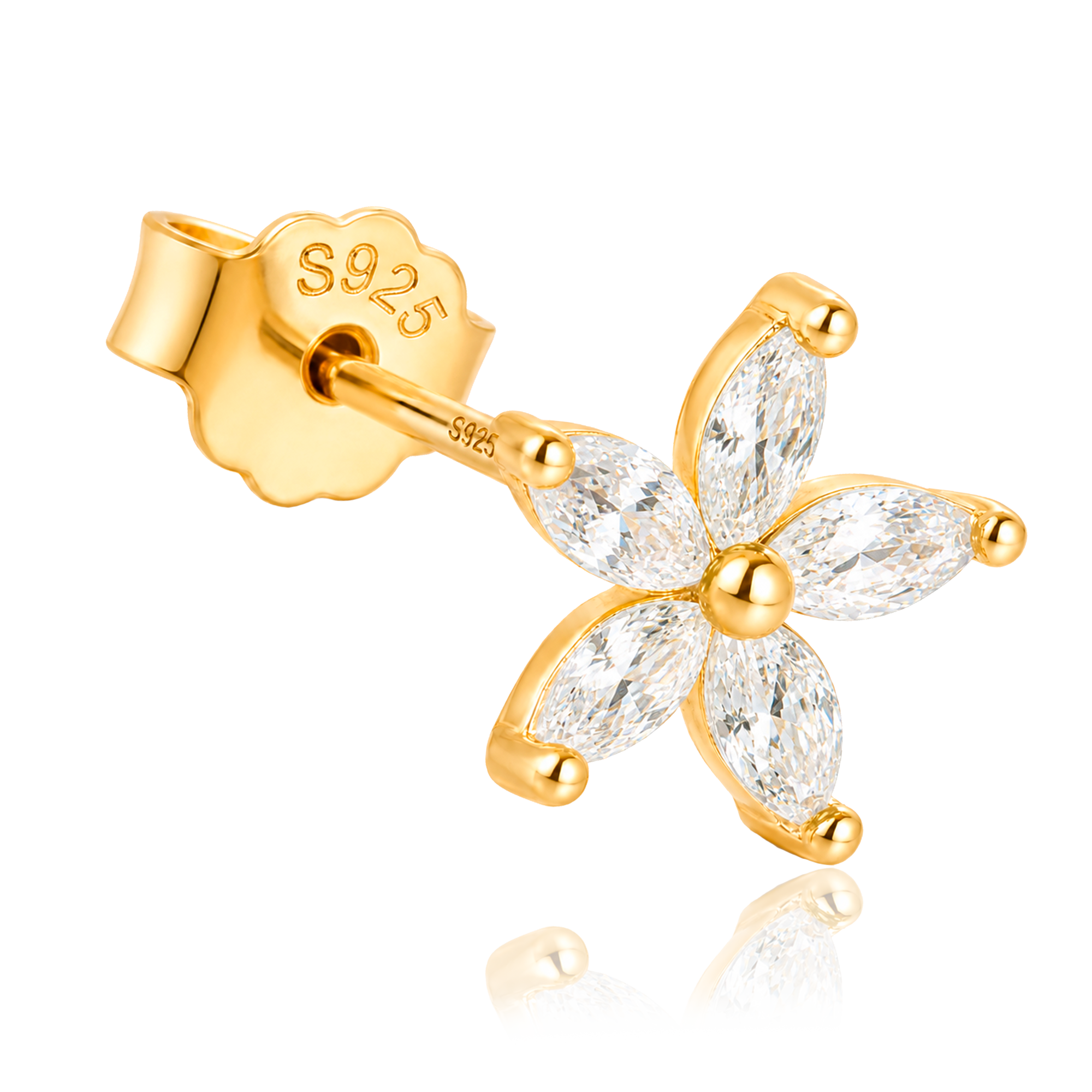 Pendiente Flor Blanca Oro