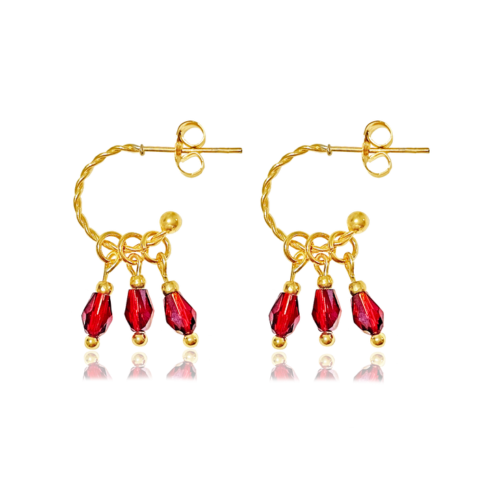 Aros Rubí Charms Oro