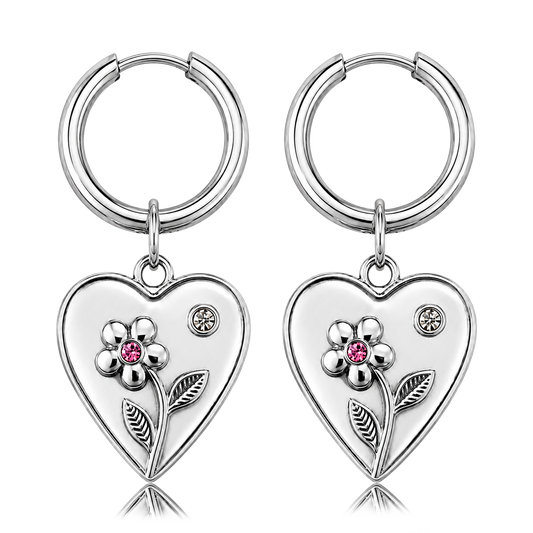Aros Medium Basic Heart Bloom Plata