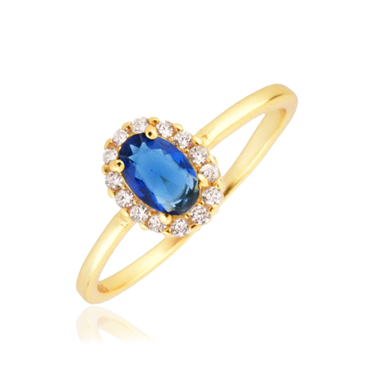 Anillo Oval Blue Oro