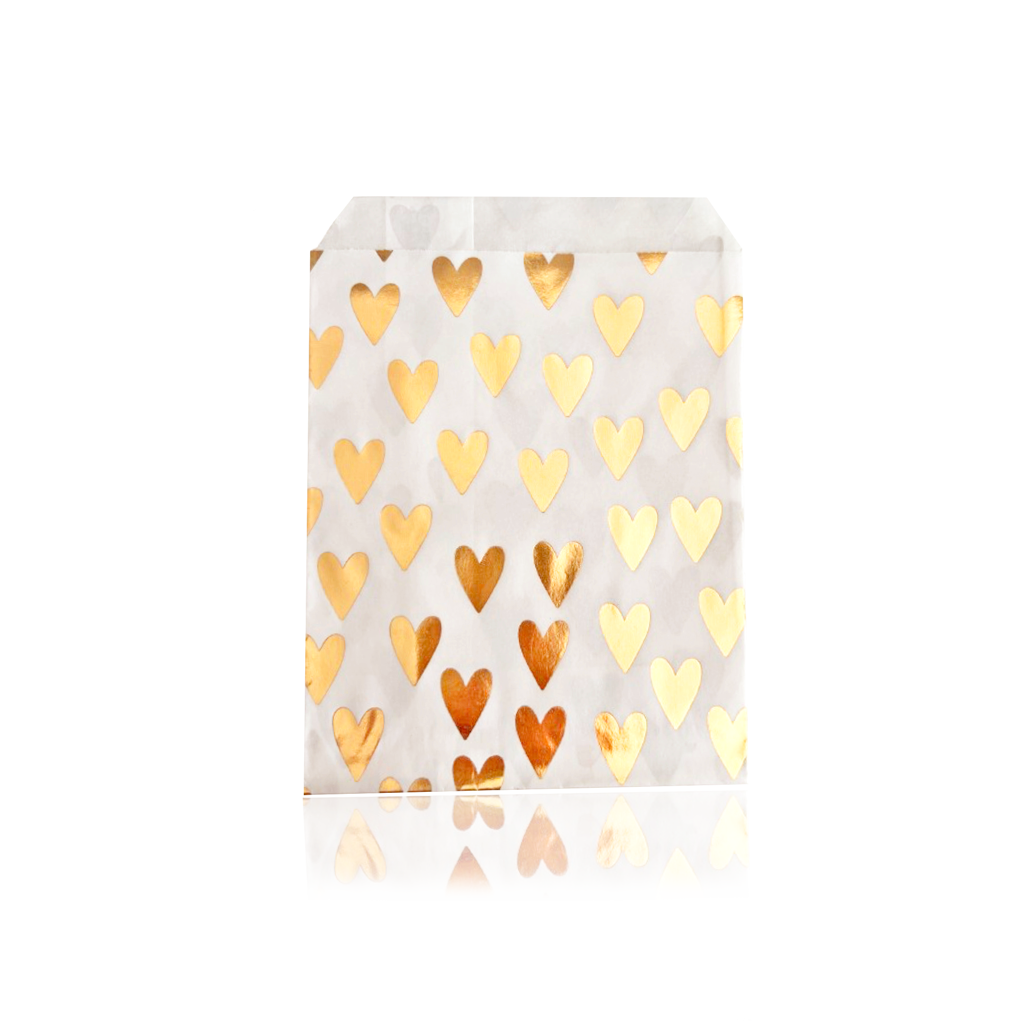 Bolsa de papel para regalo con corazones dorados - 13x18cm