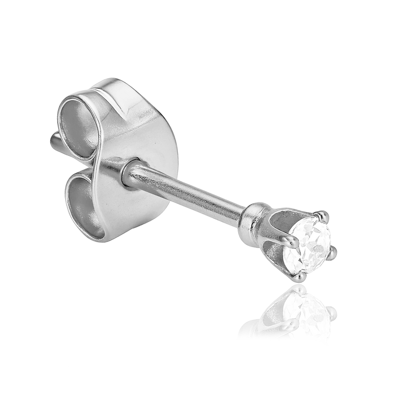 Orecchino Brillante Acciaio Argentato - 2mm