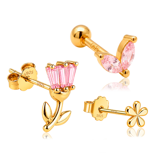 Set Baby Pink Flowers Oro