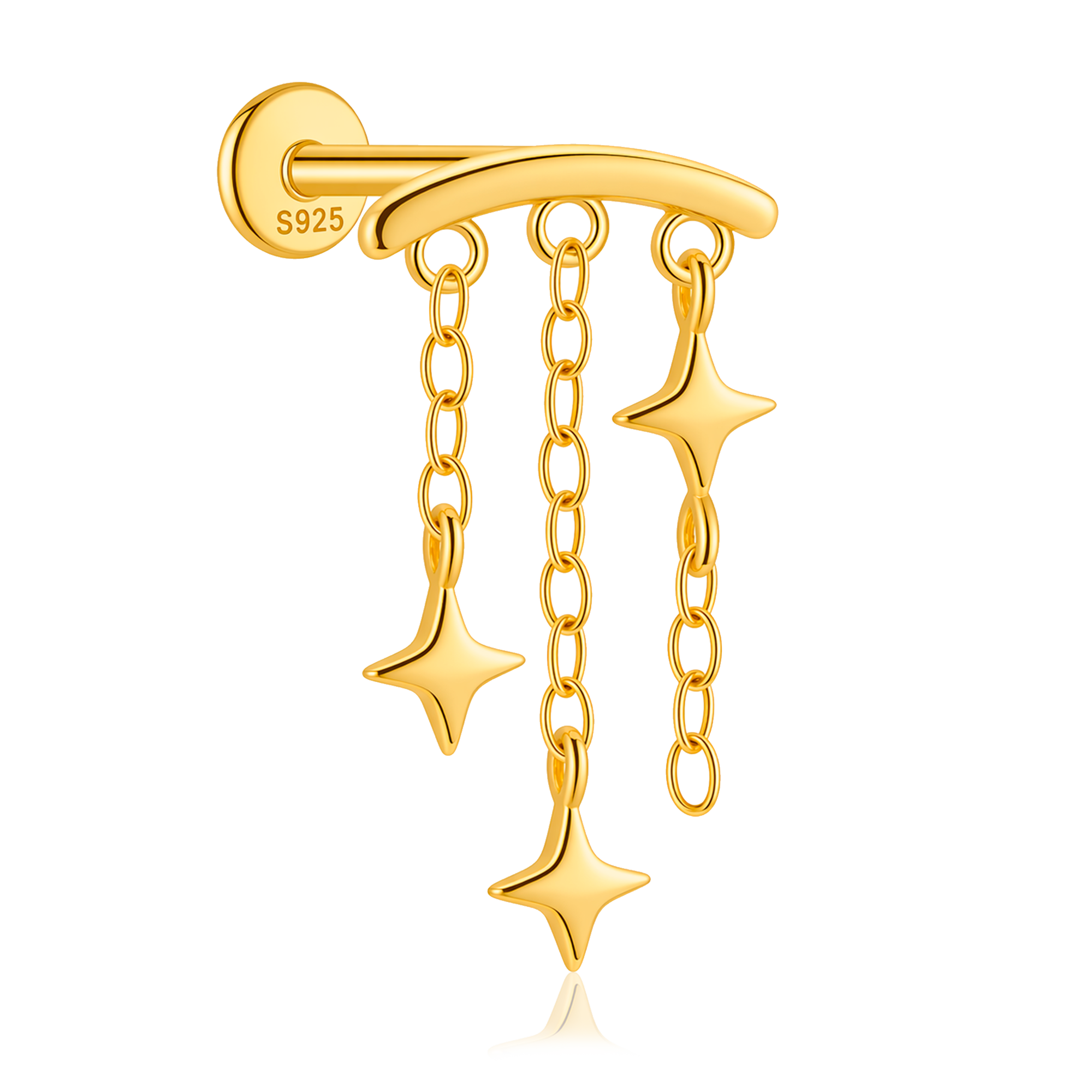 Pendiente Triple Cadenita Star Oro