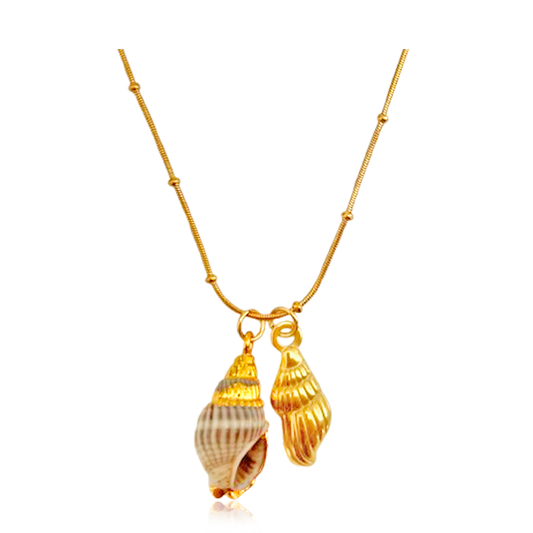 Collar Oceana Caracola Marina Natural Oro