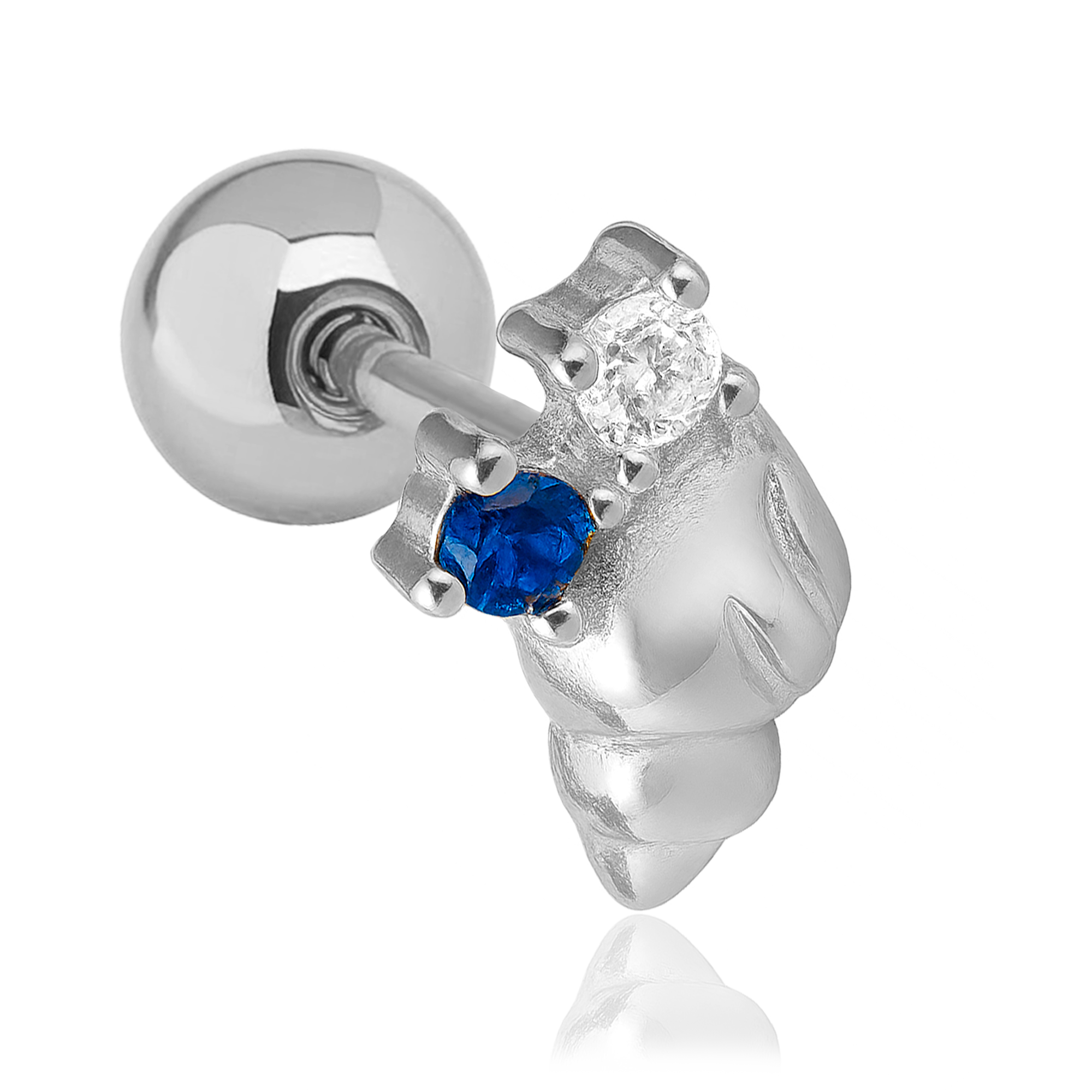 Pendiente Caracola de Mar Azul Plata