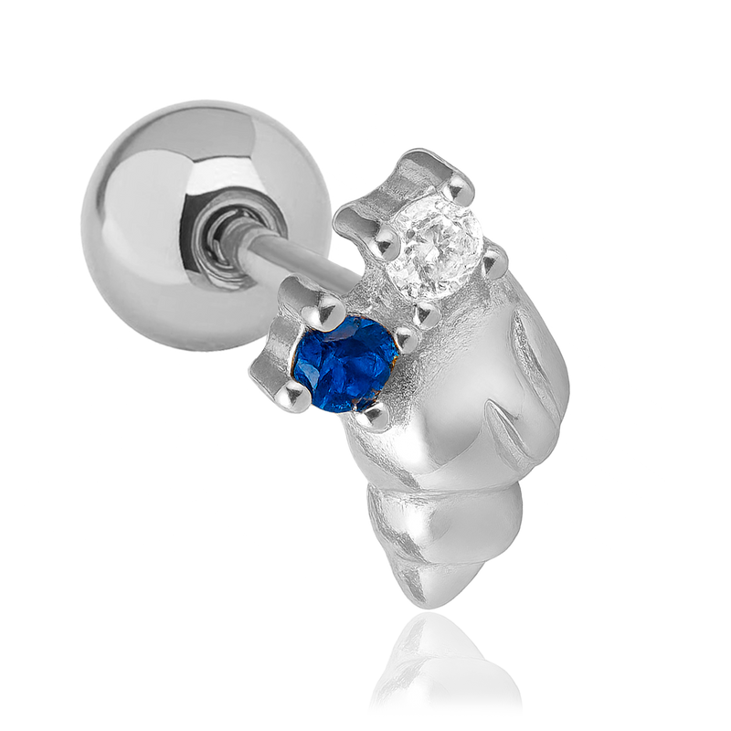 Pendiente Caracola de Mar Azul Plata