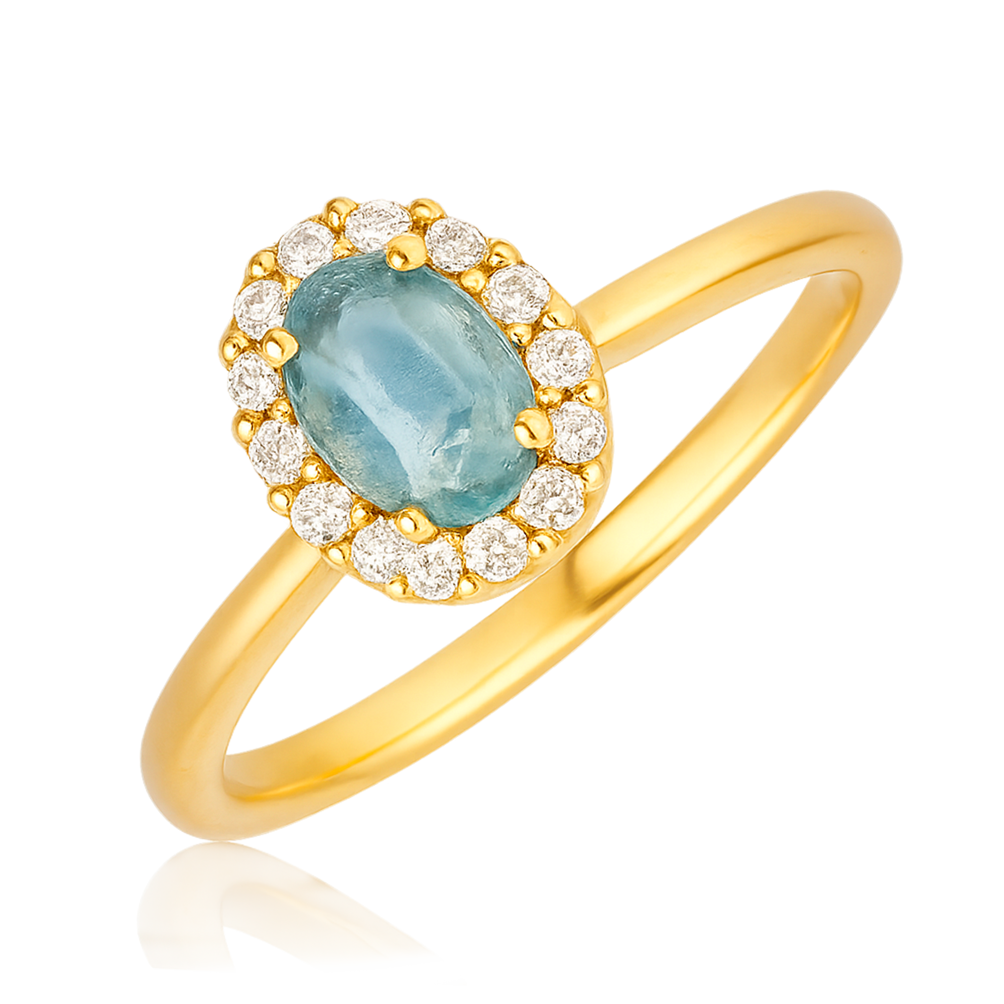 Anillo Oval Celeste Oro