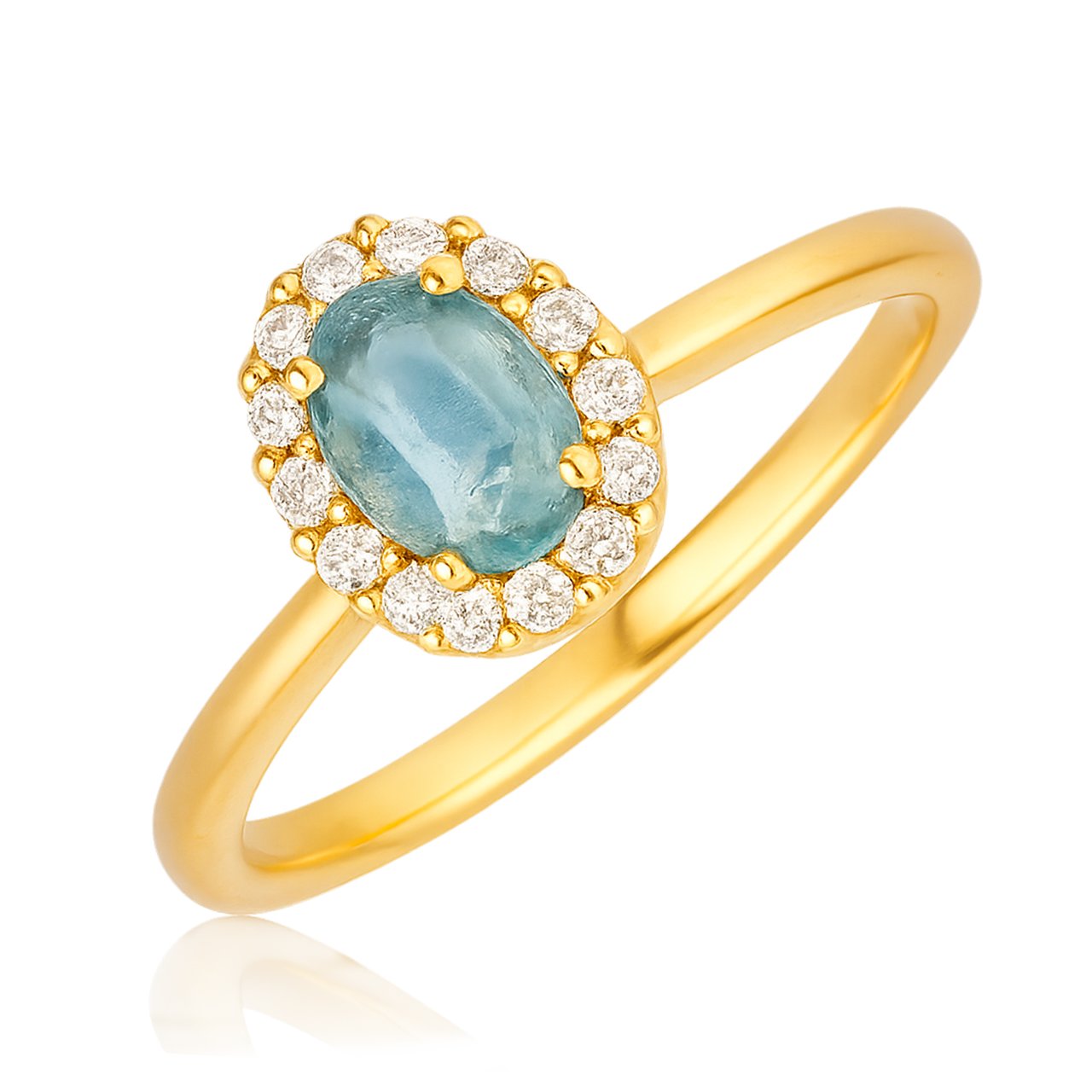 Anillo Oval Celeste Oro
