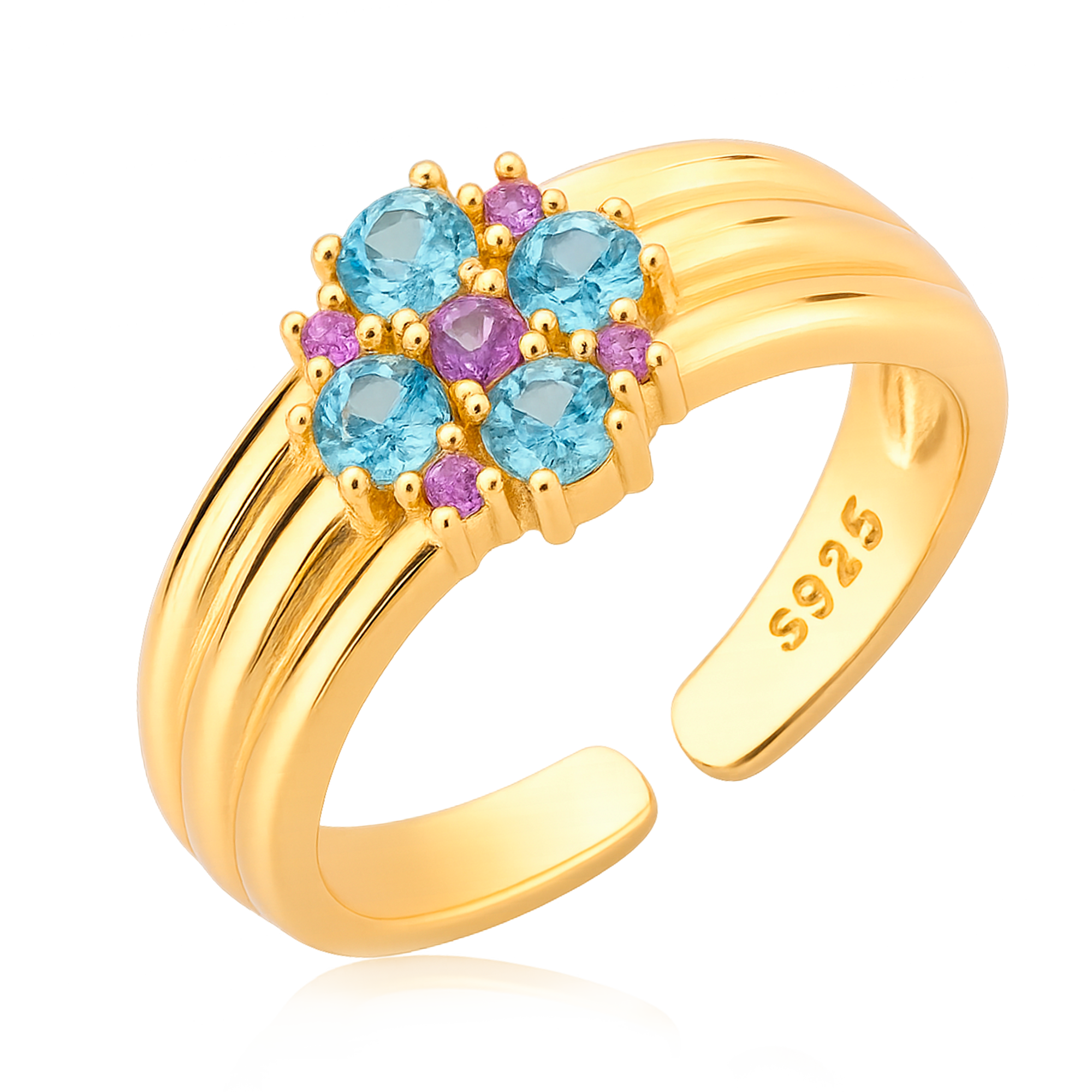 Anillo Parisa Celeste Oro