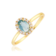 Anillo Oval Celeste Oro