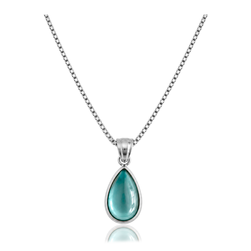 Collar Gota Celeste Plata