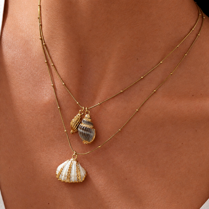 Collar Oceana Concha Natural Oro