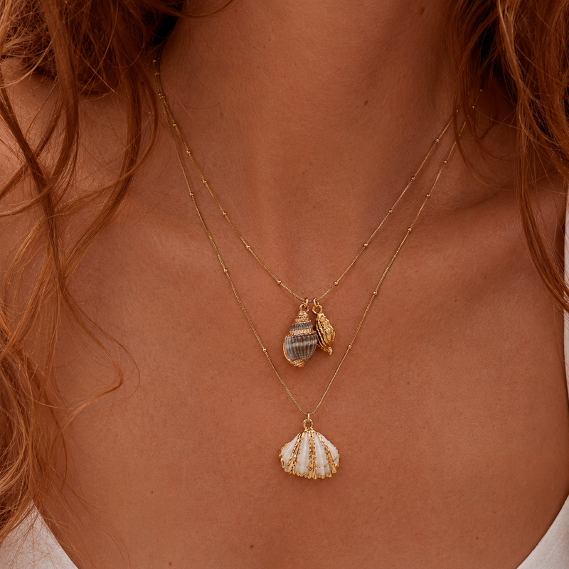 Collar Oceana Concha Natural Oro