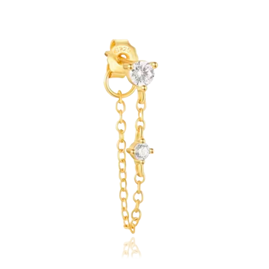 Pendiente Circonita Cadenita Oro