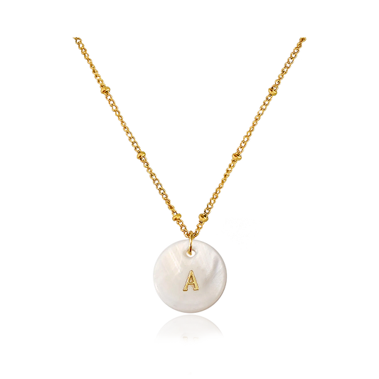 Collar Inicial Concha Natural Oro