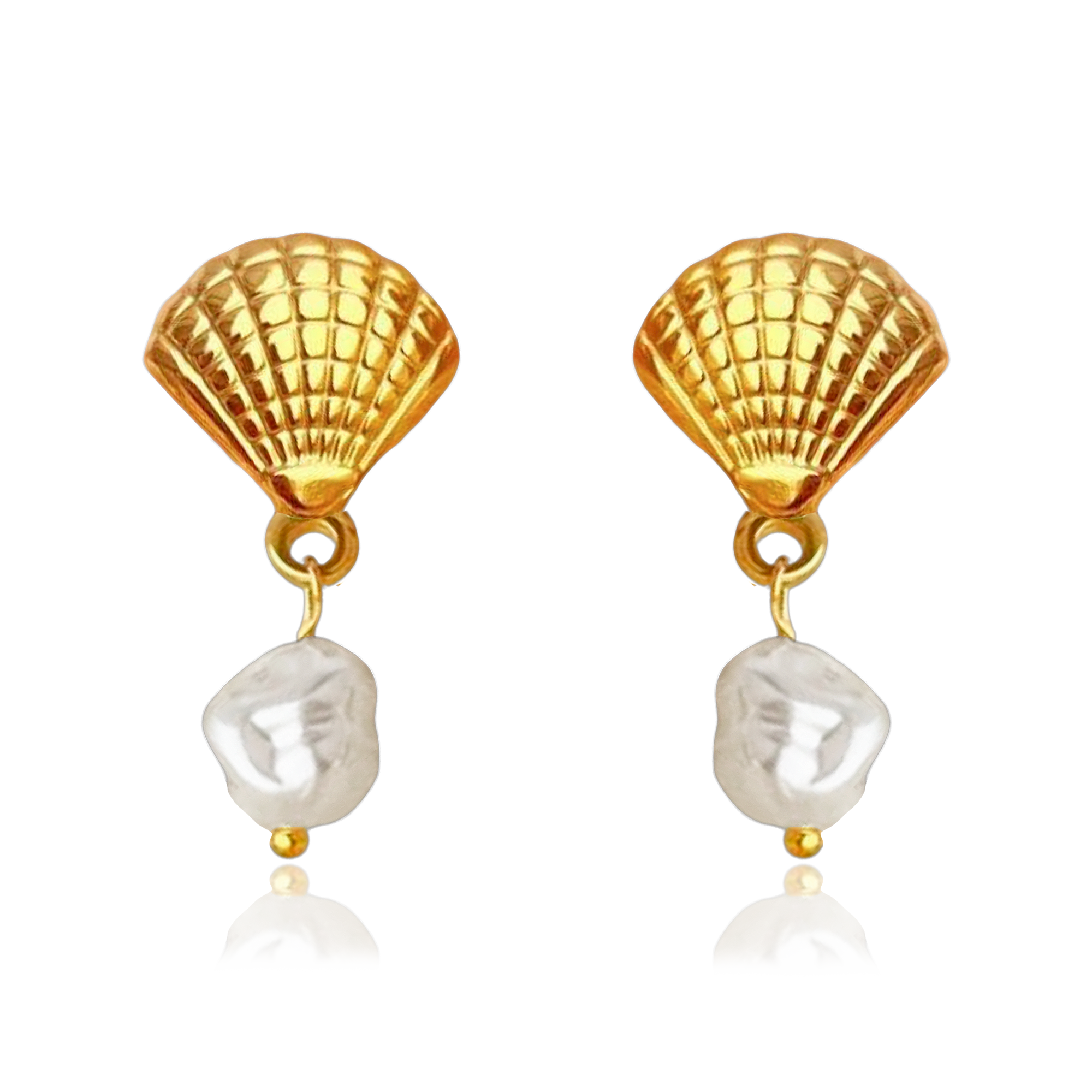 Pendientes Concha y Perla Oro