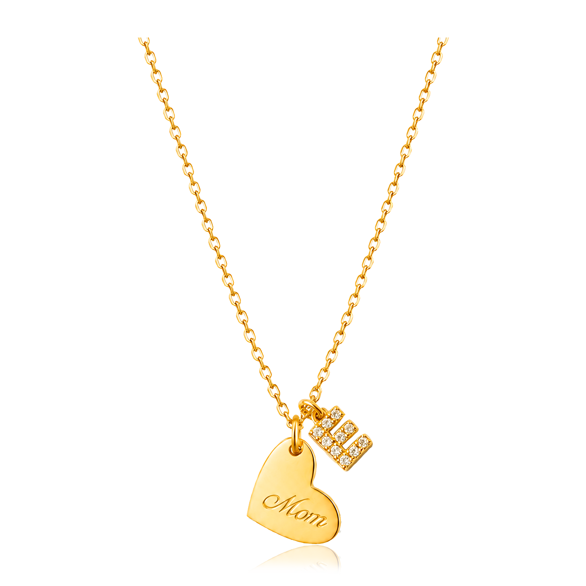 Collar Heart Mom Shiny Inicial Oro