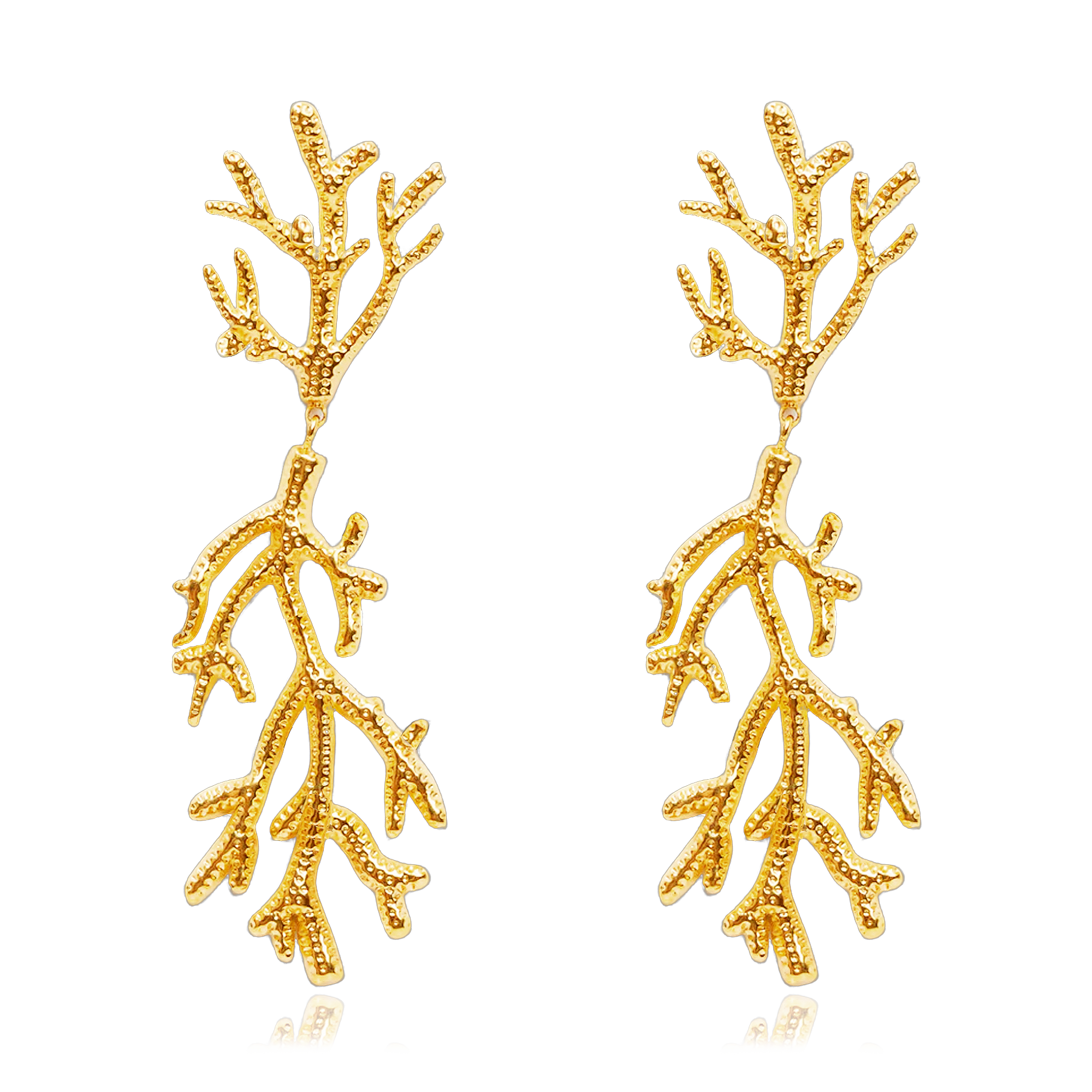 Pendientes Coral Gorgonia Oro