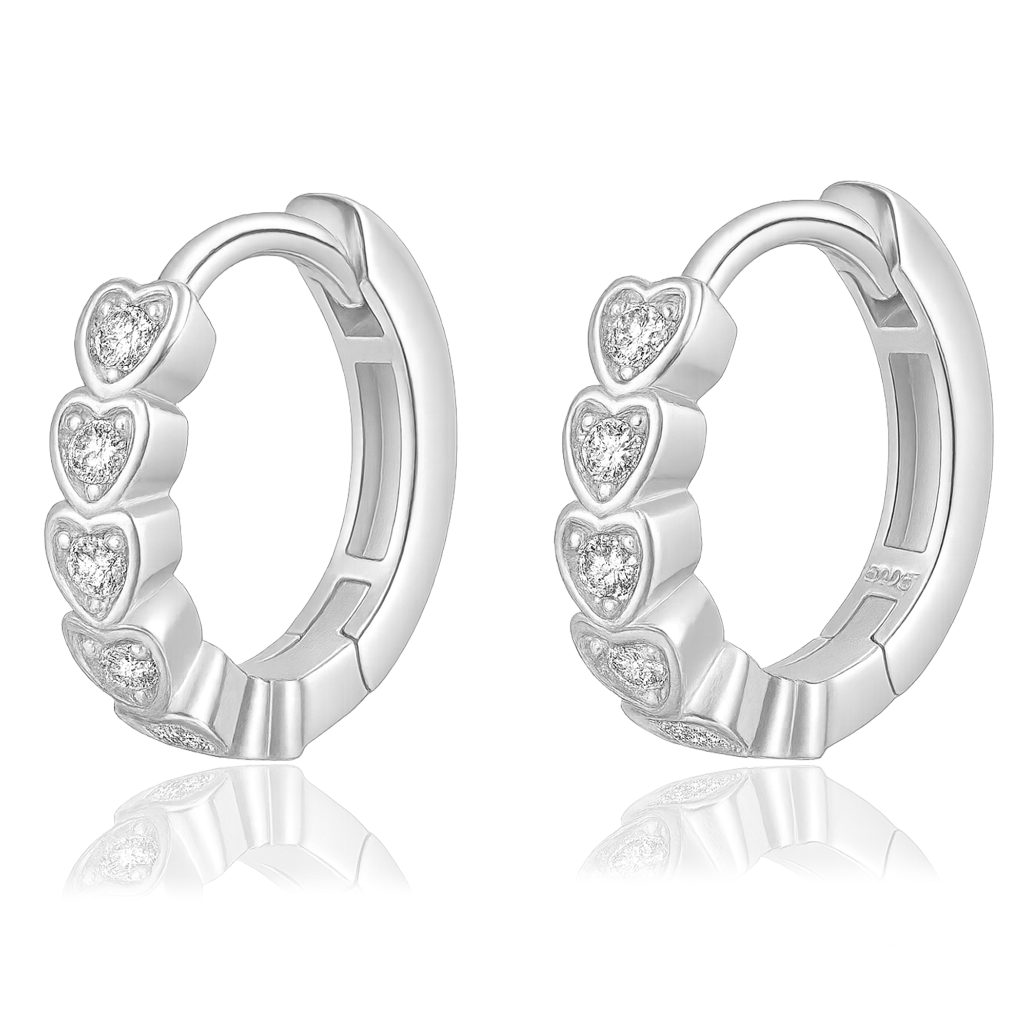 Aros Mini Corazones Plata