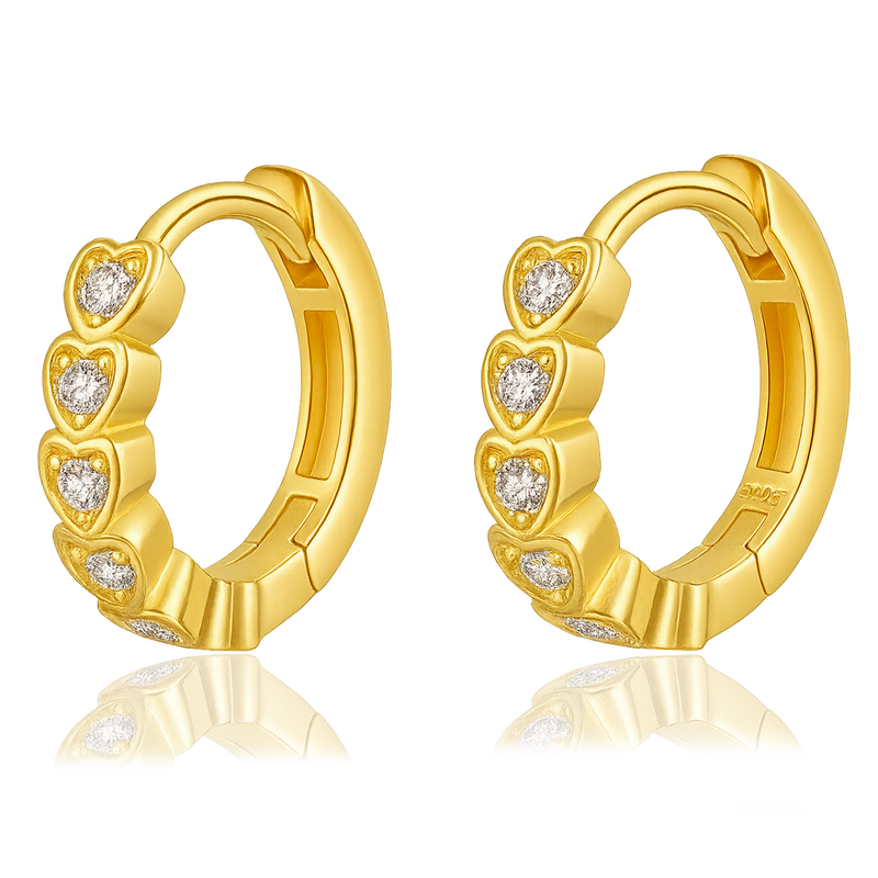 Aros Mini Corazones Oro