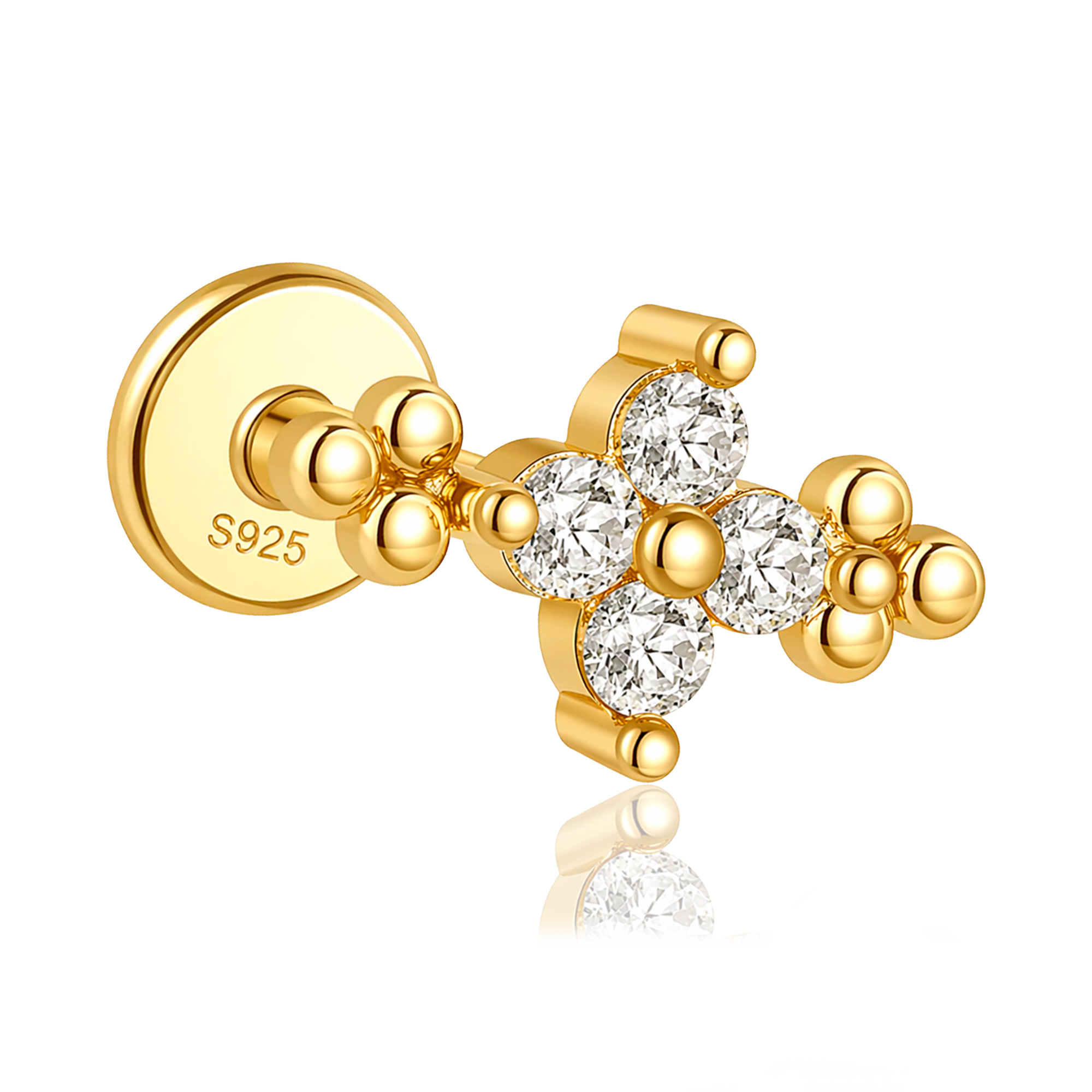 Pendiente Daisy Bolitas Oro