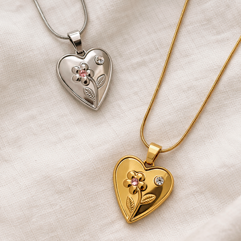 Collar Heart Bloom Plata