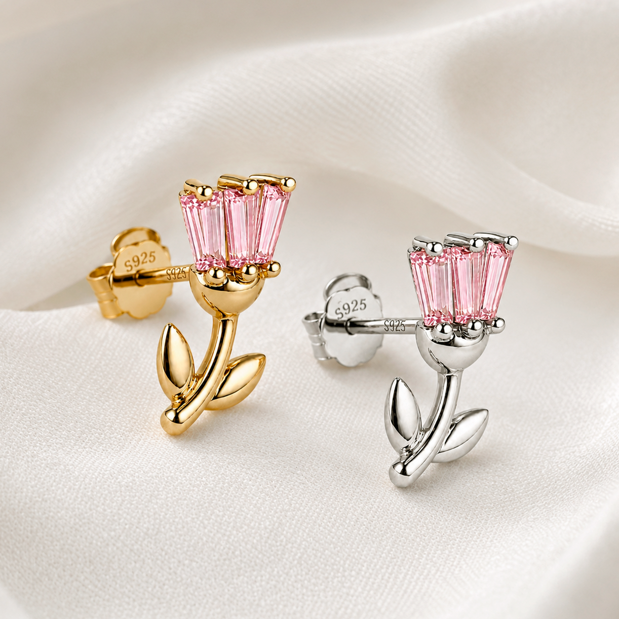 Pendiente Tulipán Rosa Oro