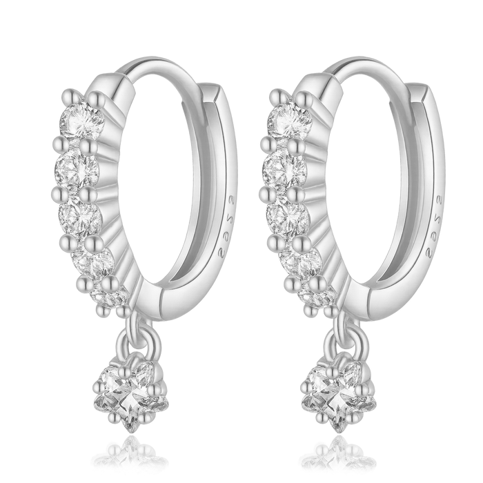 Orecchini a cerchio Destiny White Argento