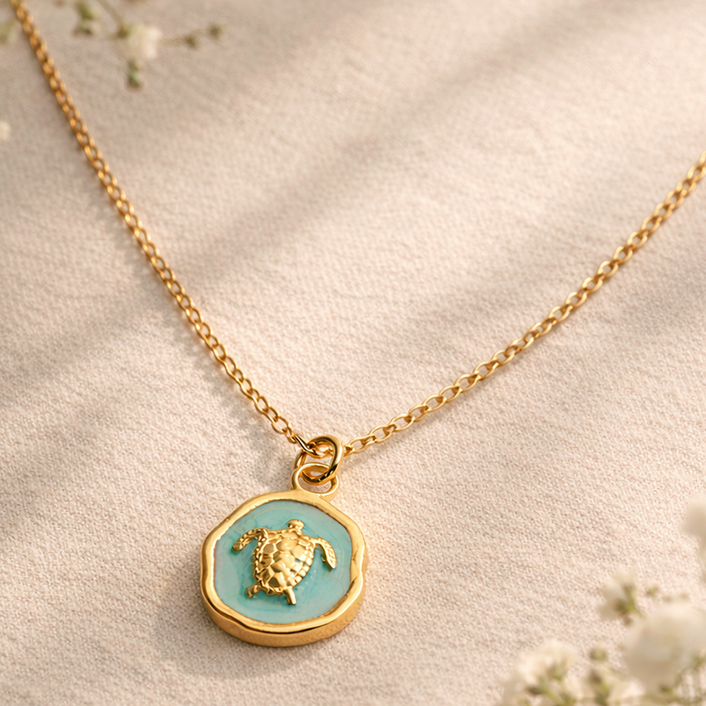 Collana Turchese Tartaruga Marina Oro
